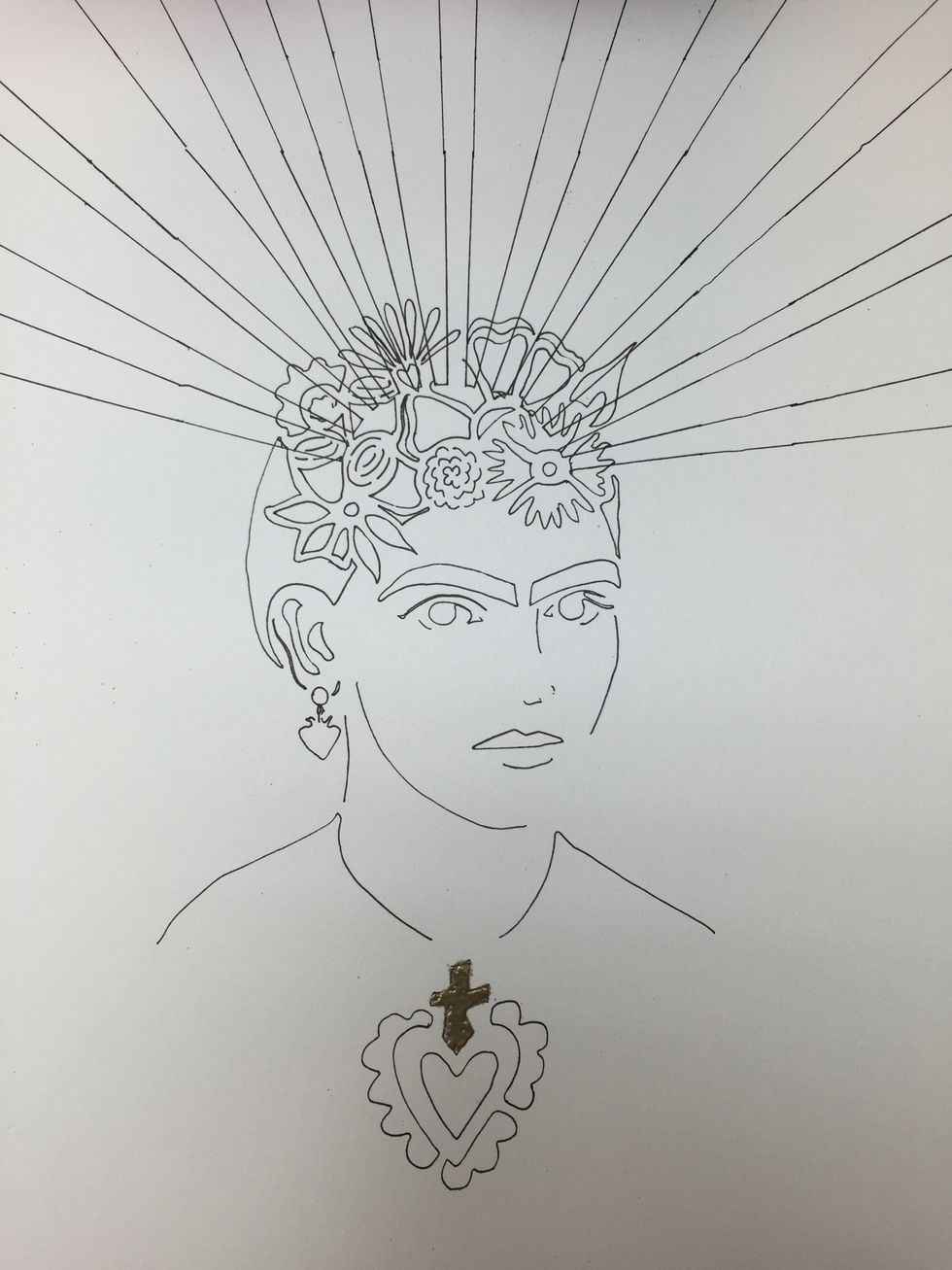 The final three stencils together in a cohesive composition