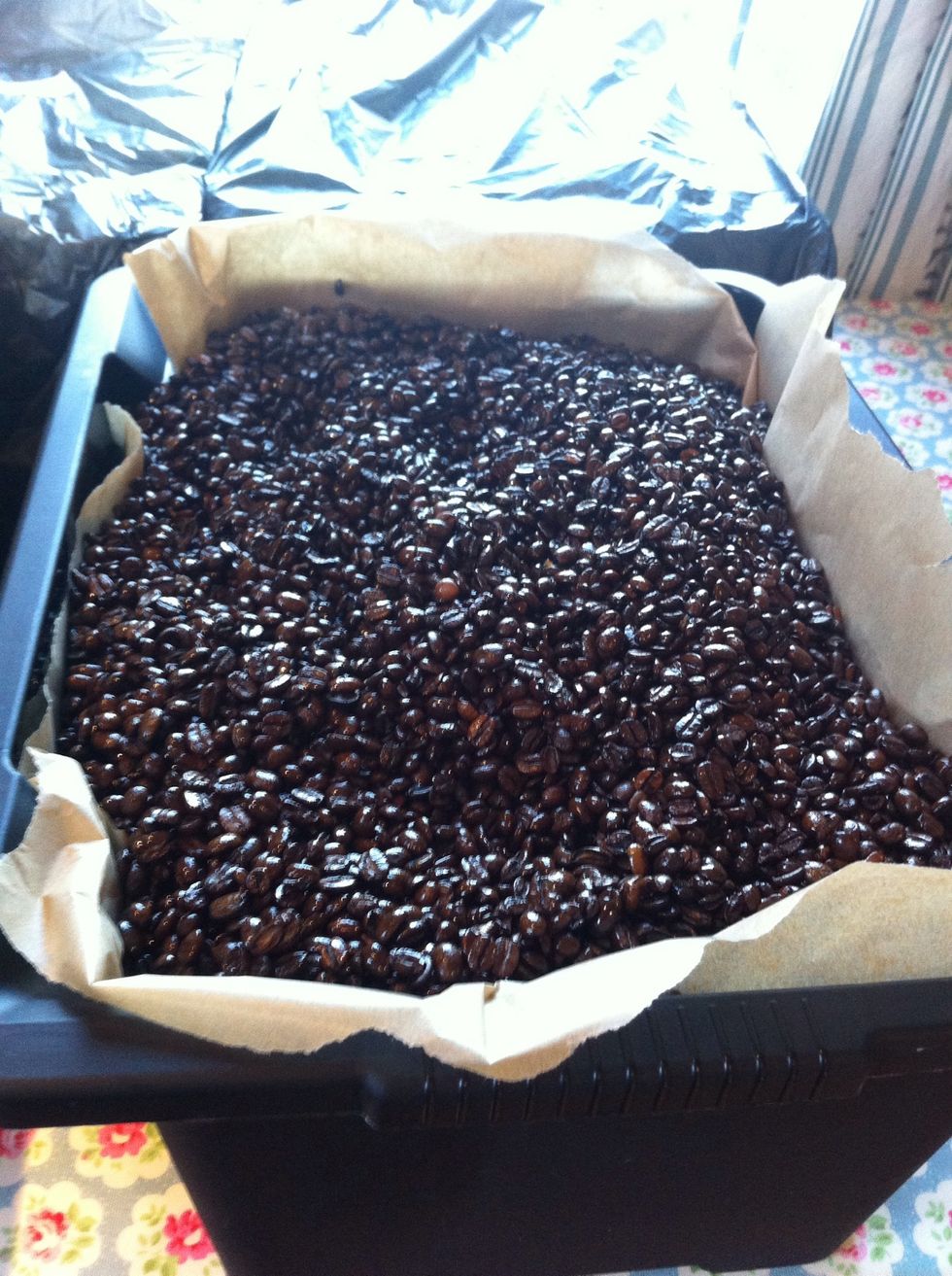 The finished beans have a slight sheen to them showing that the oil has been evenly distributed.
