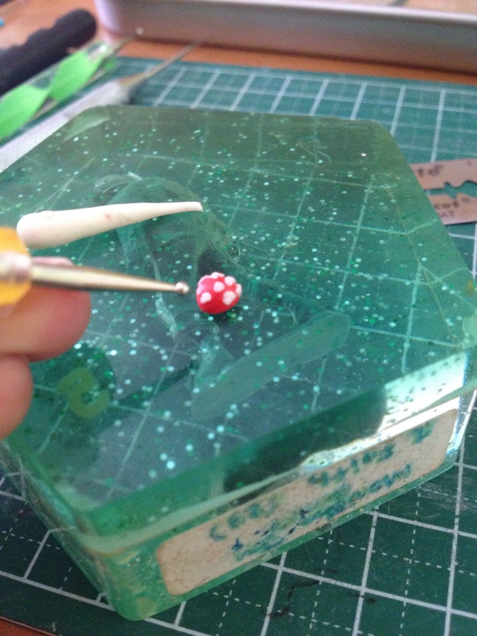 The finished mushroom cap. Ensure its able to fit through the mouth of the glass jar.