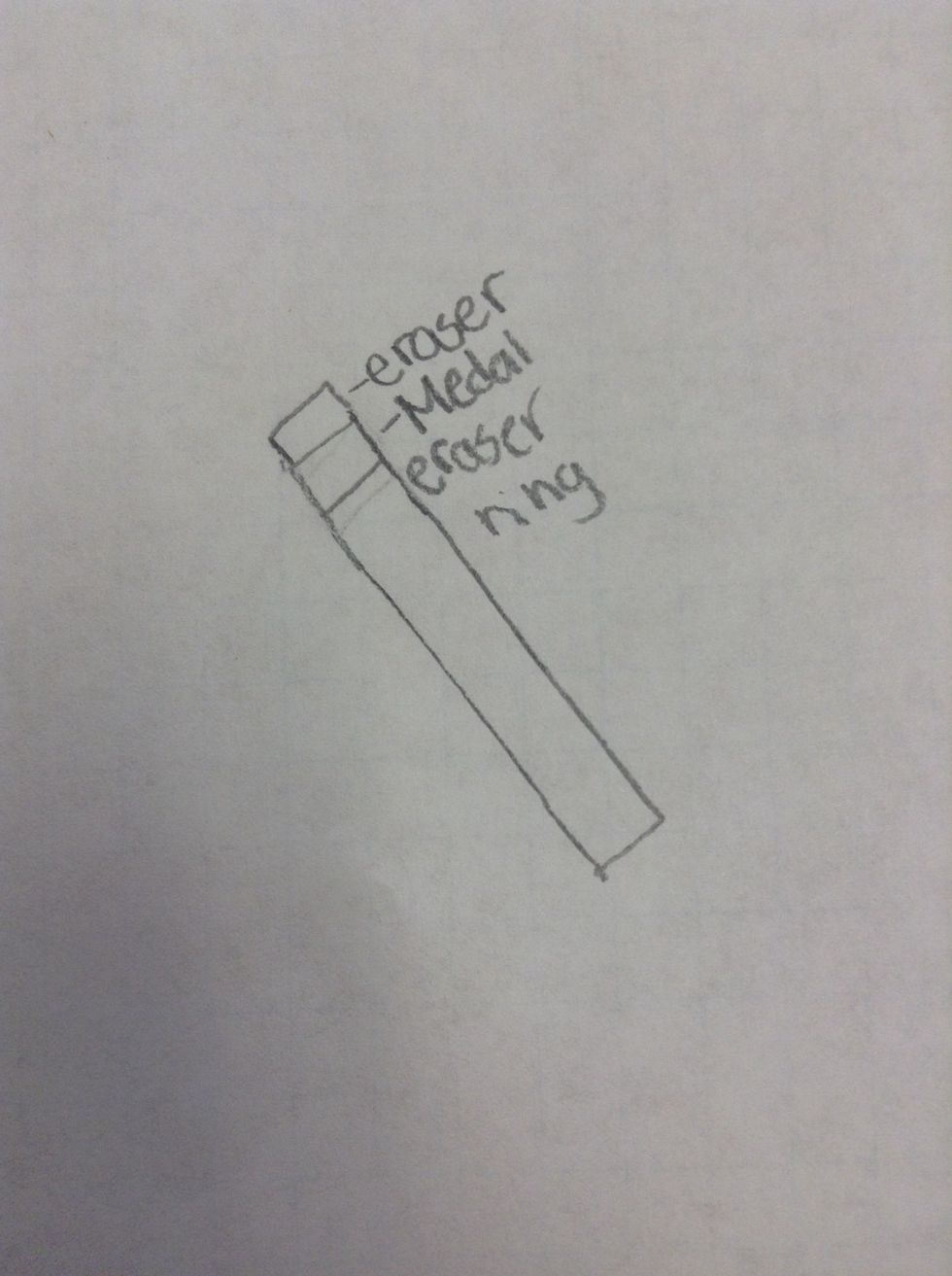 The first small rectangle is for the eraser and the second small rectangle is for the medal eraser ring