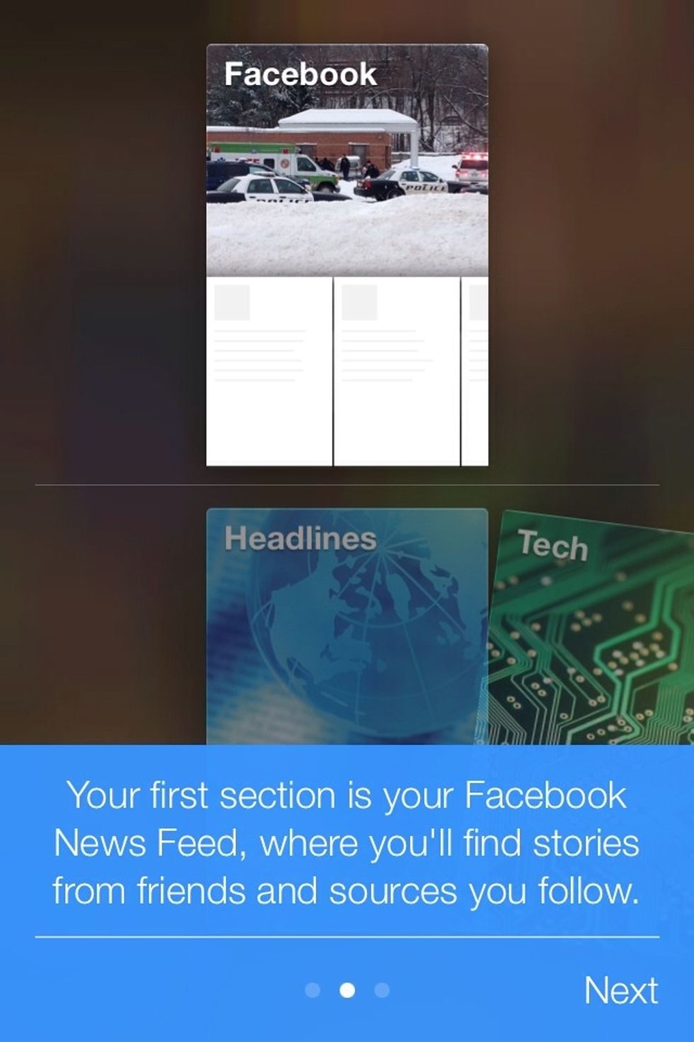 The first start up of the app will be a little slow as it connects to your Facebook. Then it'll walk you through all it's features complete with audio instructions.