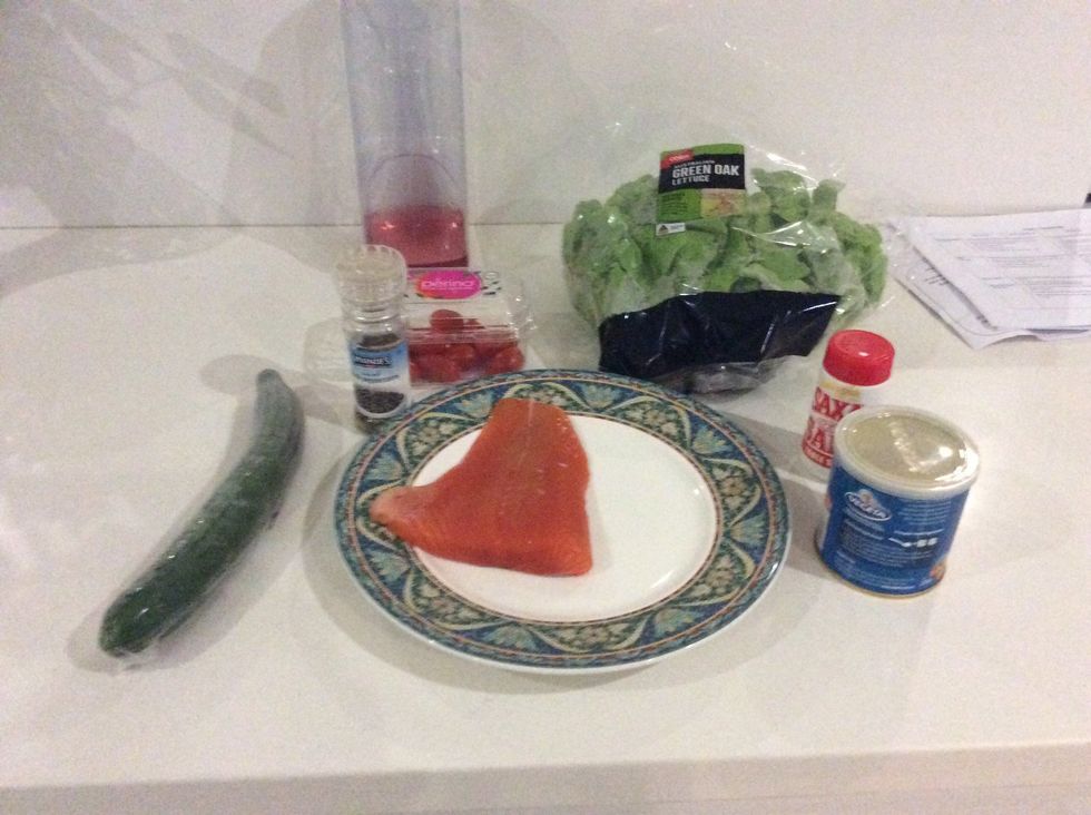 The first step is to gather all of your ingredients, so you are prepared and ready.