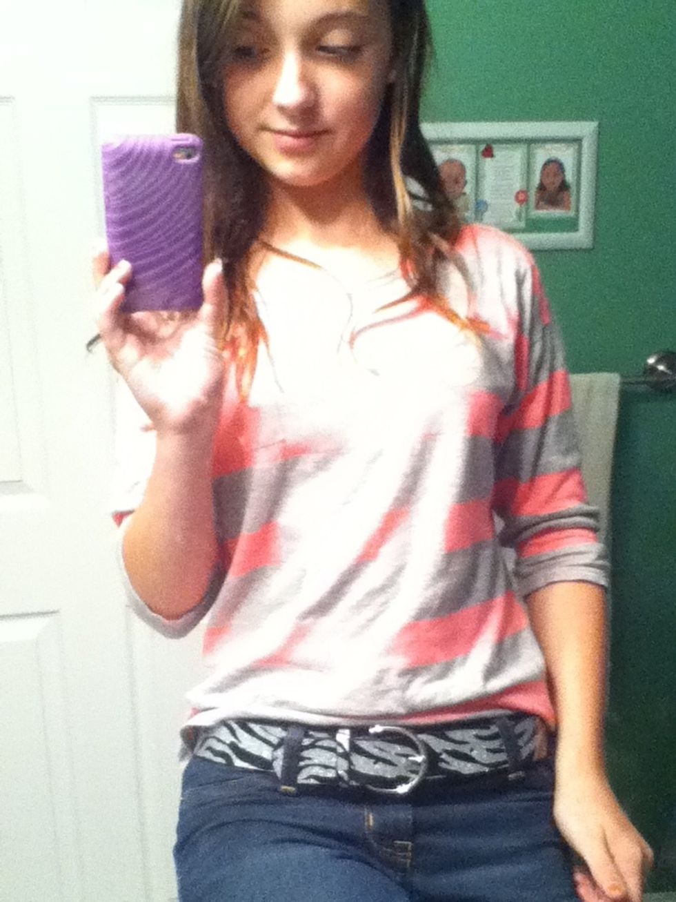 The first thing I bought is this Sparkly, Zebra print, belt from Justice. I think this is so cute! What do you think? \ud83d\ude04