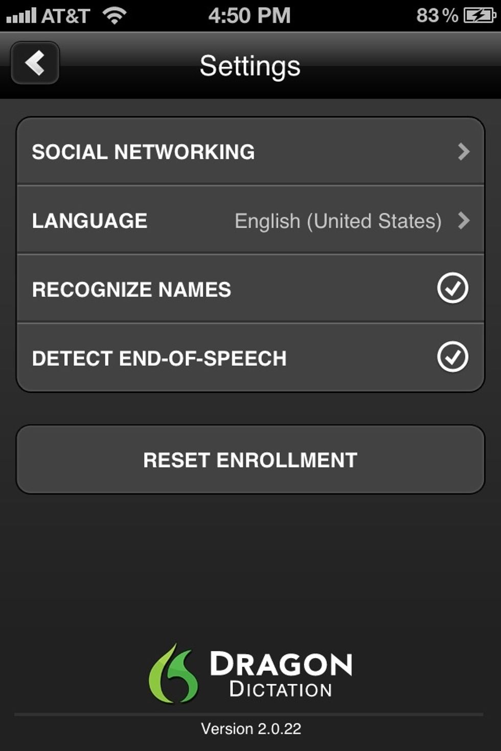 The first thing I suggest you do once you open the app. I prefer to have the "Detect end of speech" turned on. This means when you stop speaking it'll automatically stop listening.