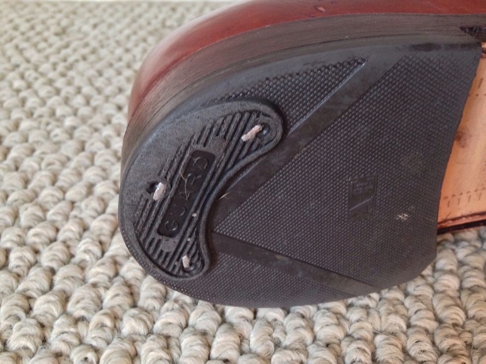 The first to wear is usually the heel. The outer corner will become more and more curved until it needs to be replaced. Heel replacement = $50