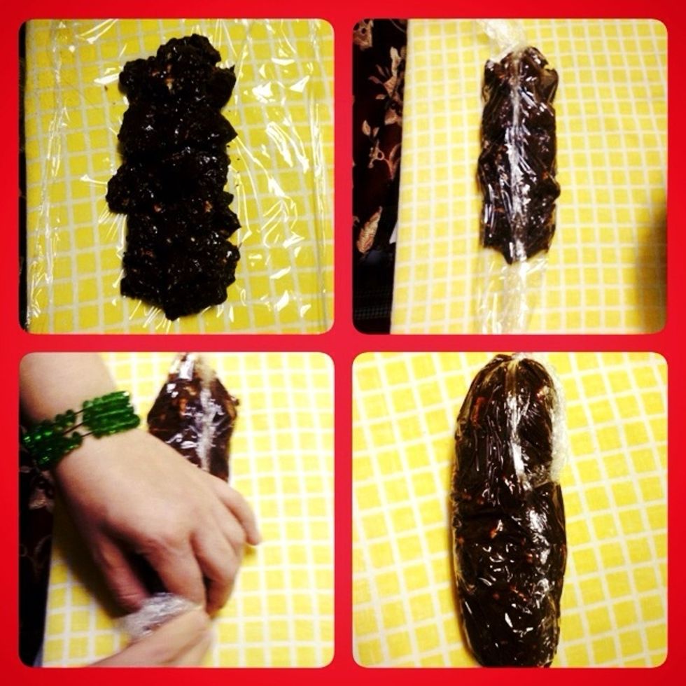 The first way we put mix on the plastic warp then wrap it in the form of roll and tie it like a knot and place the refrigerator for 4-5 hours.