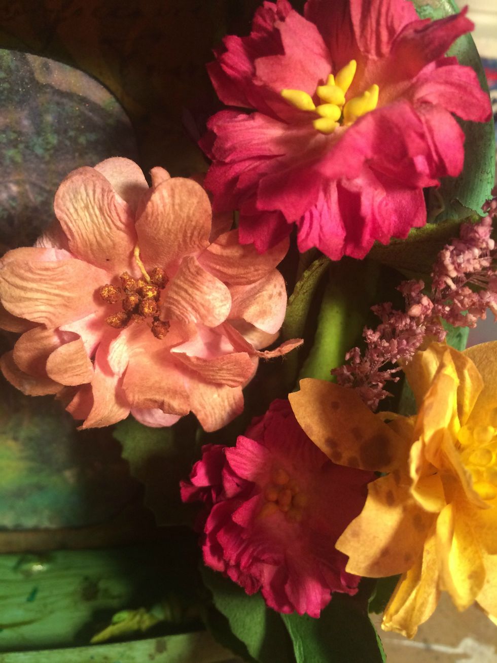The flowers were a little brighter than I wanted them, so I sprayed them with Art Anthology Spray in Sandstone. It toned them down and gave them a vintage look.