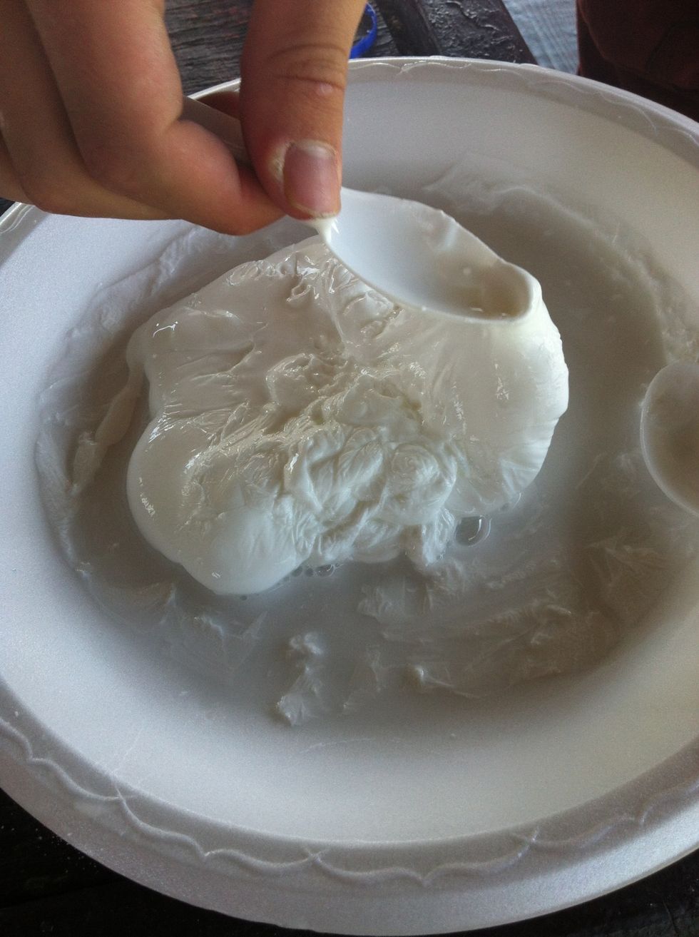 The flubber will start to form.