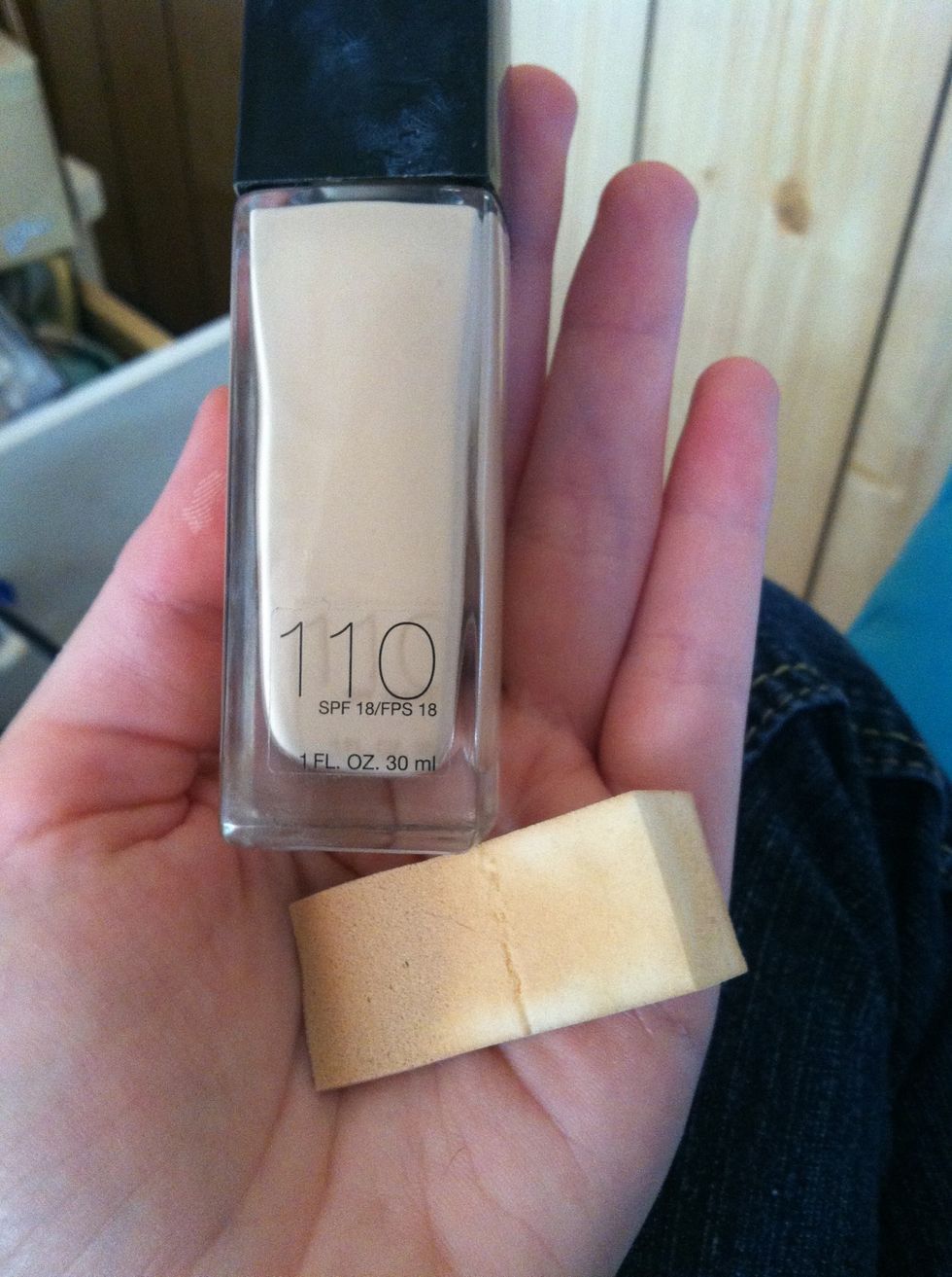 The foundation an sponge i use to blend in the concealer. Fit me foundation by  maybelline i think.
