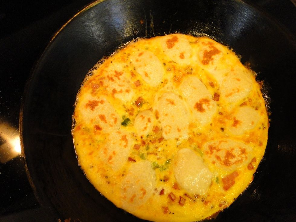 The fresh cheese is very good eaten fresh and also melted nicely as on this frittata . I did not use any salt in the process, salt could be added during forming, or simply salt to taste at the table.