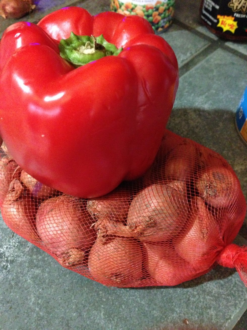 The fresh ingredients include a pepper and some shallots. You can use onion but shallots have that delicate flavor and again I happen to have some.