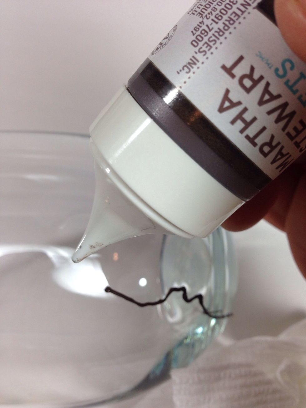 The great thing about Martha Stewart crafts glass paint is that you can apply it right from the bottle