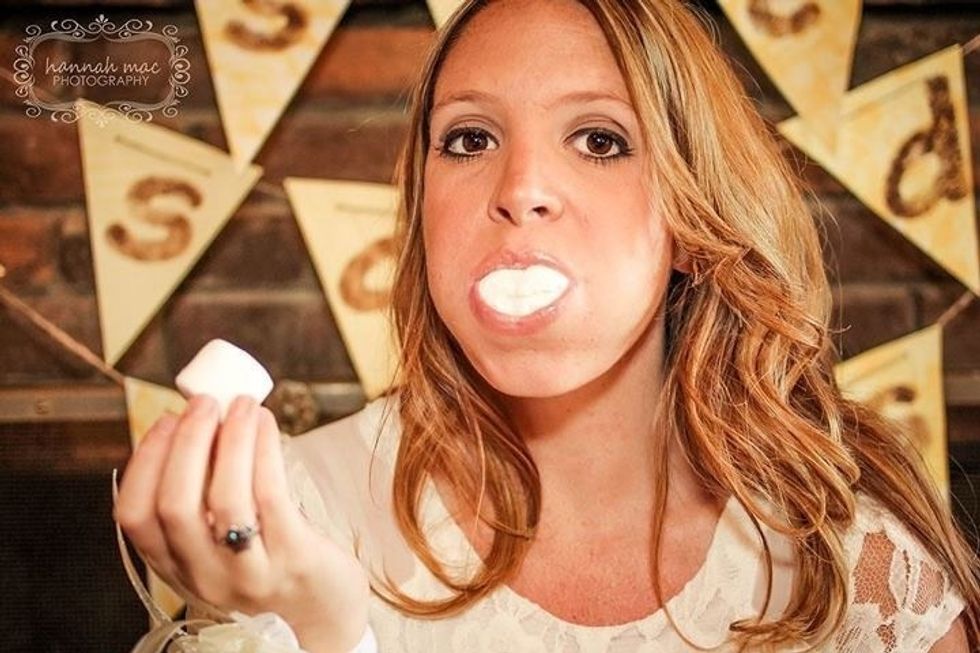 The groom was asked 20 questions before hand and at the shower the bride was asked the same questions.  If her answer didn't match her fianc\u00e9s'  answer she had to put a marshmellow in her mouth.