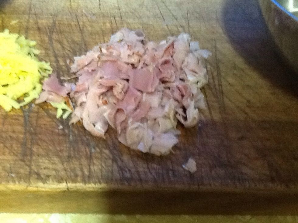 The ham should look like this after you dice it.