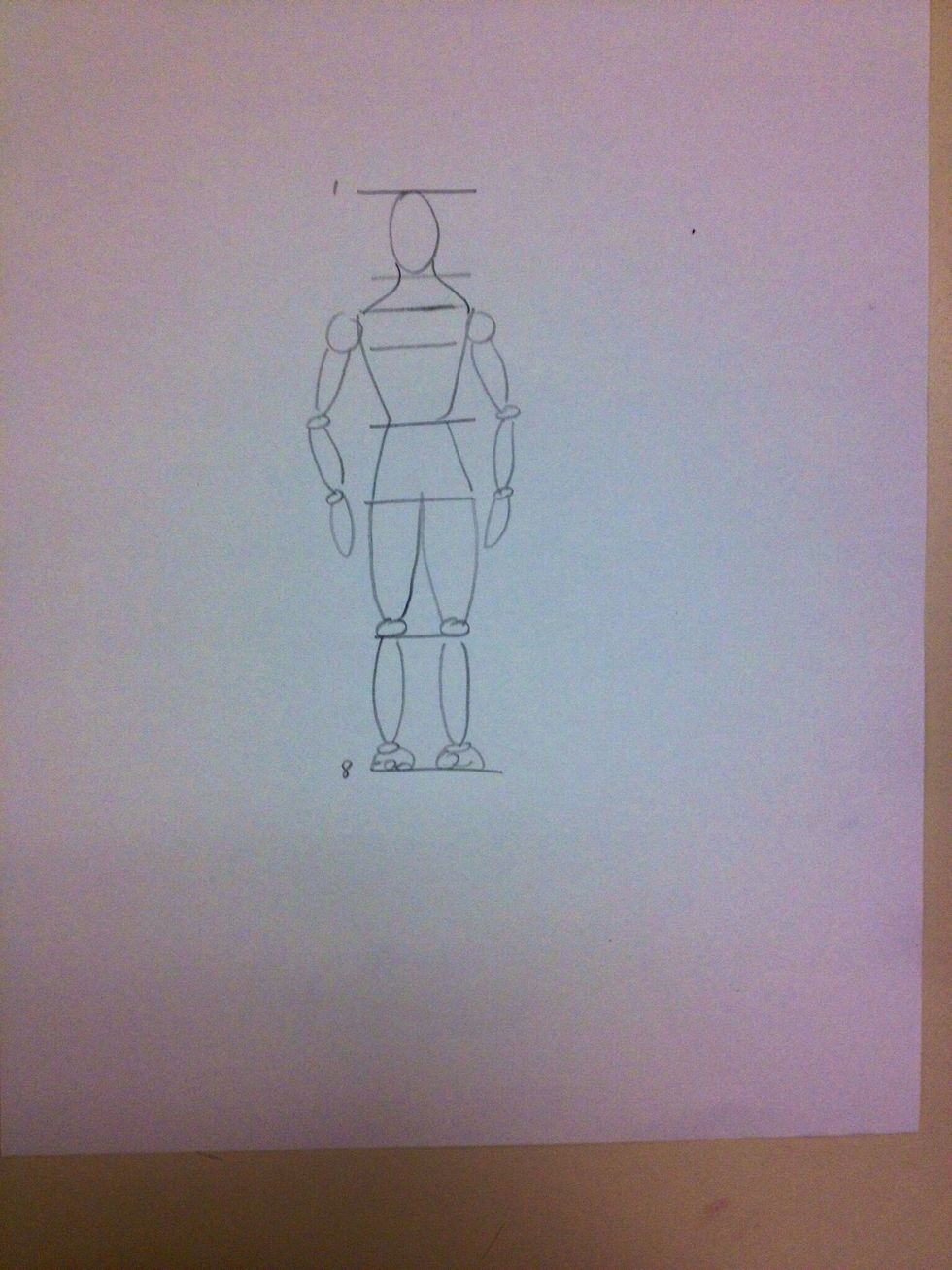 The hands go to the mid thigh level.