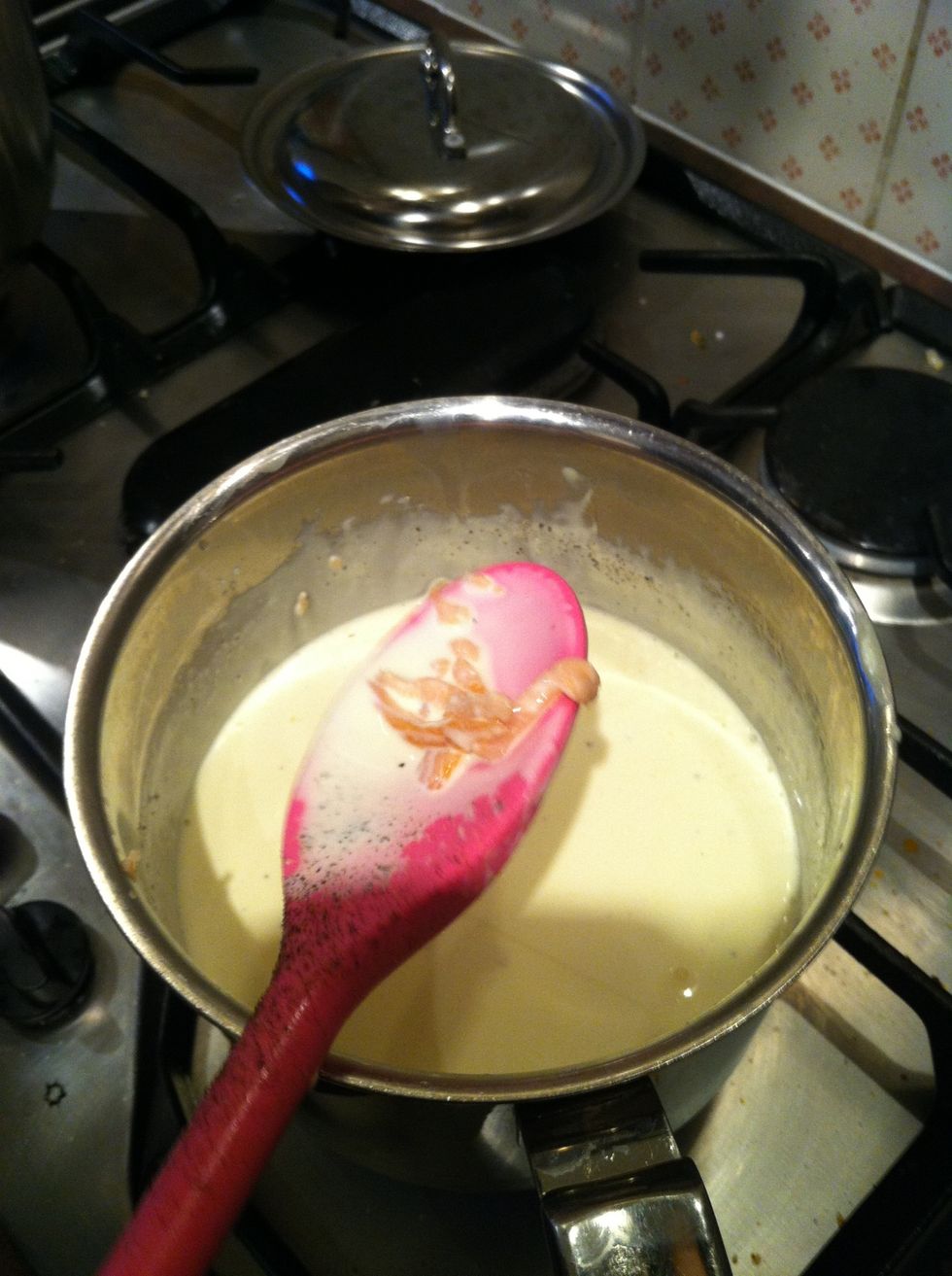 The heat of the cream will start to cook the salmon (still don't let it boil!!!!)