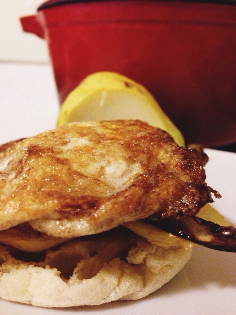 The hot egg sits on top.