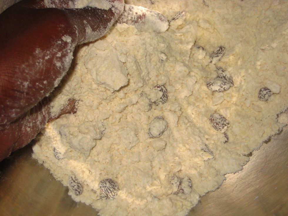 The idea is to have a bread crumb look to the flour after mixing in the butter.