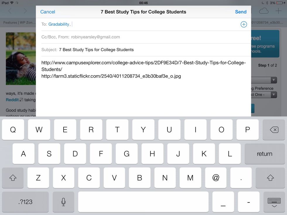 The image URL Must be on a clean line of its own, right underneath the source URL. no spaces or extra line breaks. Now, add the secret TO email address (provided by PostDraft). Click Send.