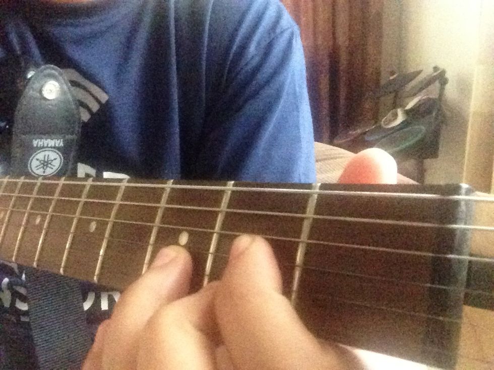 The index finger will be on the 2nd fret of the 3rd string.