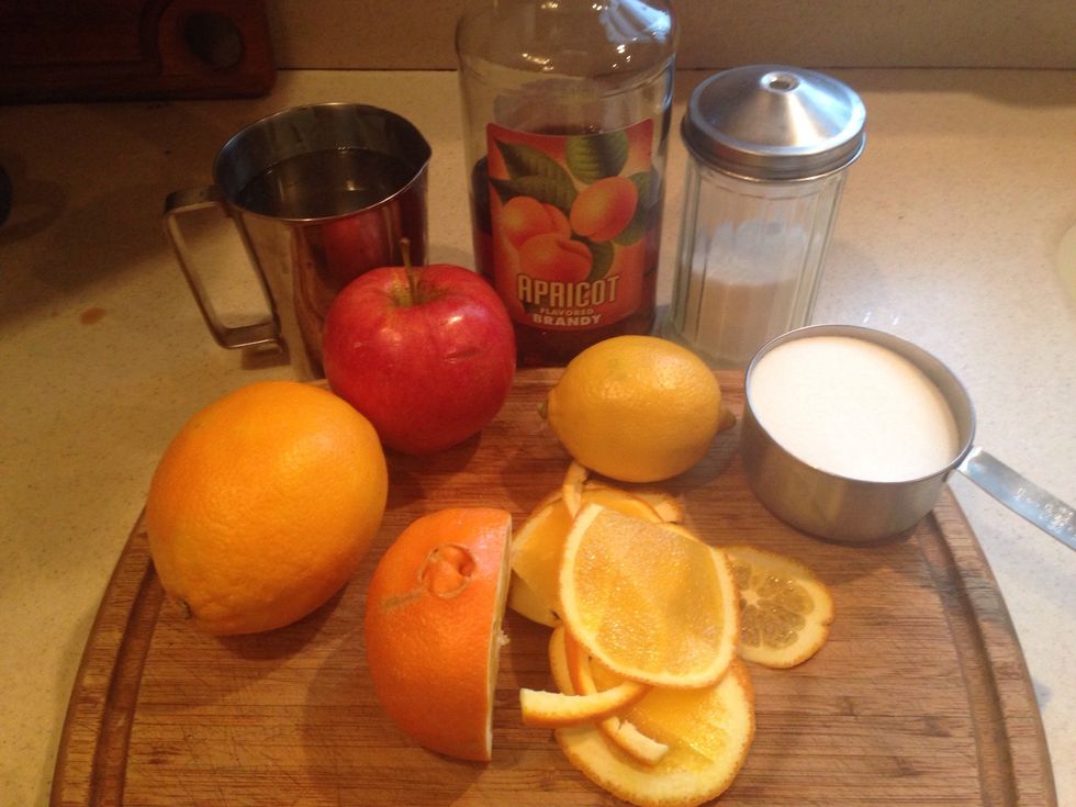 The ingredients.... I am using apple brandy but brandy, whiskey or vanilla extract would also taste really nice.