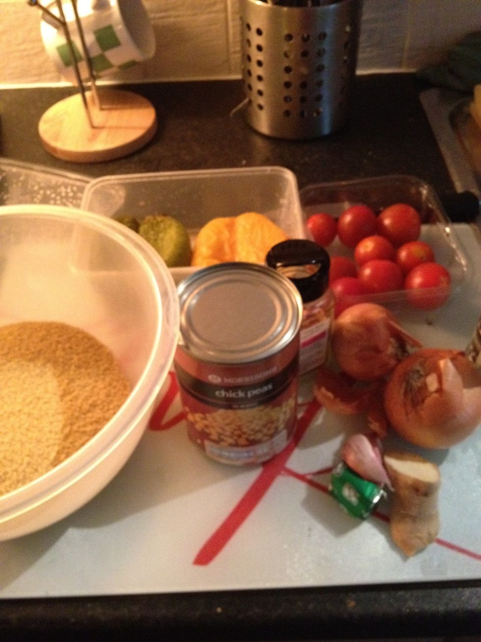 the ingredients. note: one large onion, but I only had some small ones in. whatever