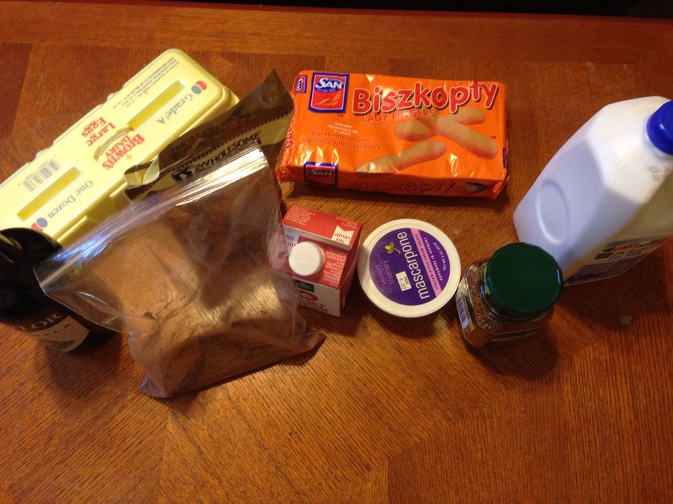 The ingredients. See supplies. This will make tiramisu for 10 people. It is recommended to eat it all within 72 hours of making it. Caution: This is a raw egg recipe.