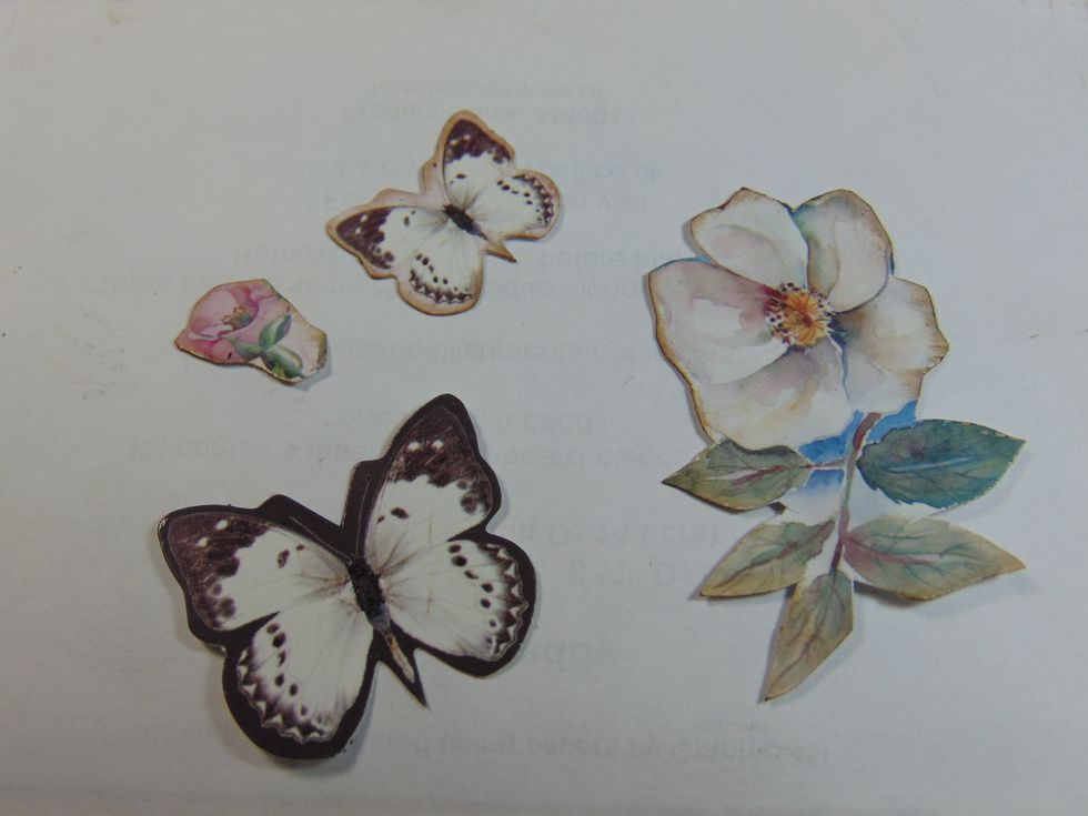 The inked die cuts and fussy cut elements used on the front cover......