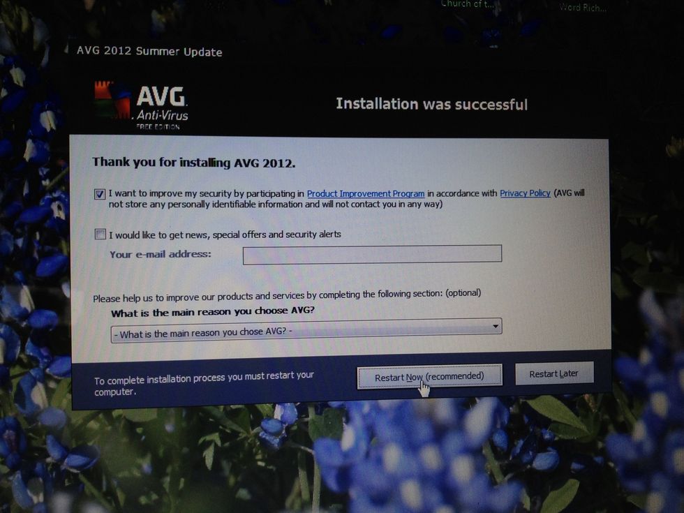 The Installation is finished. Just click the restart now button, and wait for the computer reboot!