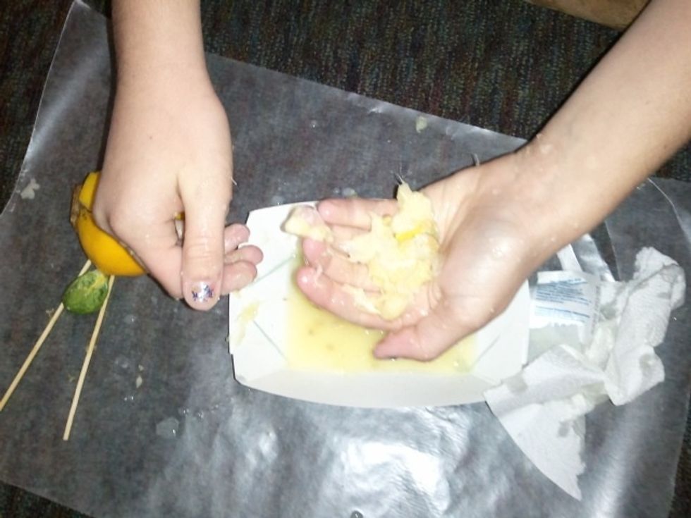 THE INTERNAL ORGANS- the pulp represents the removed internal organs: stomach, intestines, liver, lungs.