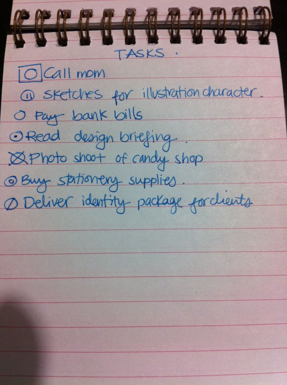 The key of the system is to indicate the current status of each task, adding simple symbols to the circles. This is an example.