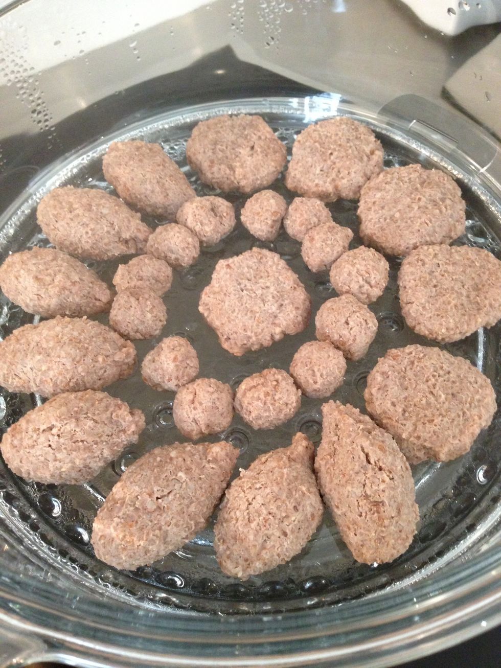 The kibbeh is cooked. Now ready to put your recipe together