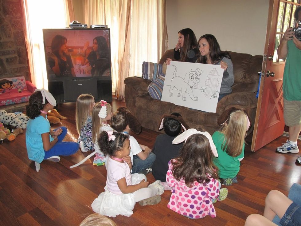 The kids listened to the story about a dog that lost his spots. It was a cute story made up by a friend. She asked questions throughout the story and the kids loved the interaction.