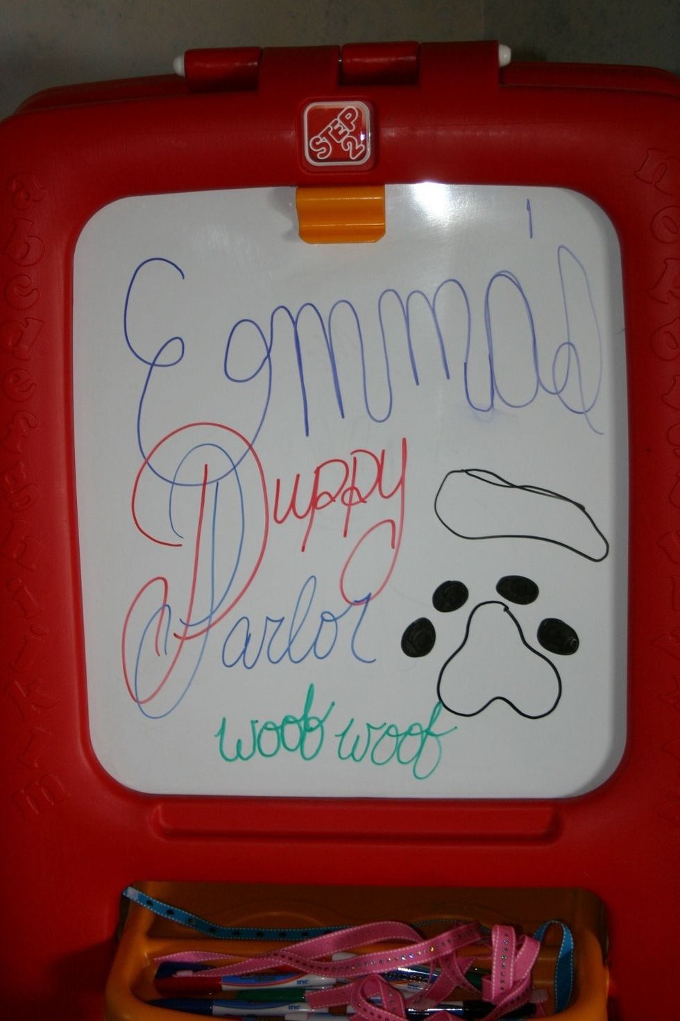 The kids started at the puppy parlor upon arrival to get their puppy ears and puppy collar made from ribbon.