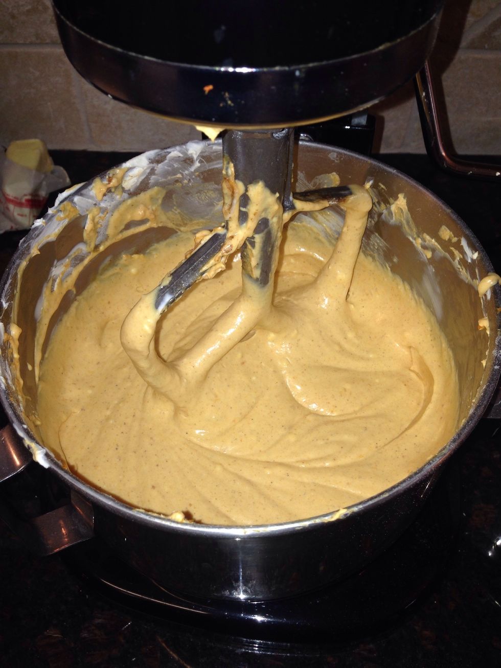 The Kitchen Aide worked great for blending all ingredients together for the pumpkin cheese cake filling.