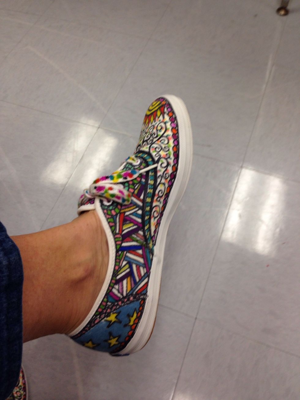 The laces got some dots then it was time to set the ink.  I tumbled the shoes in the dryer for about 30 minutes on high.