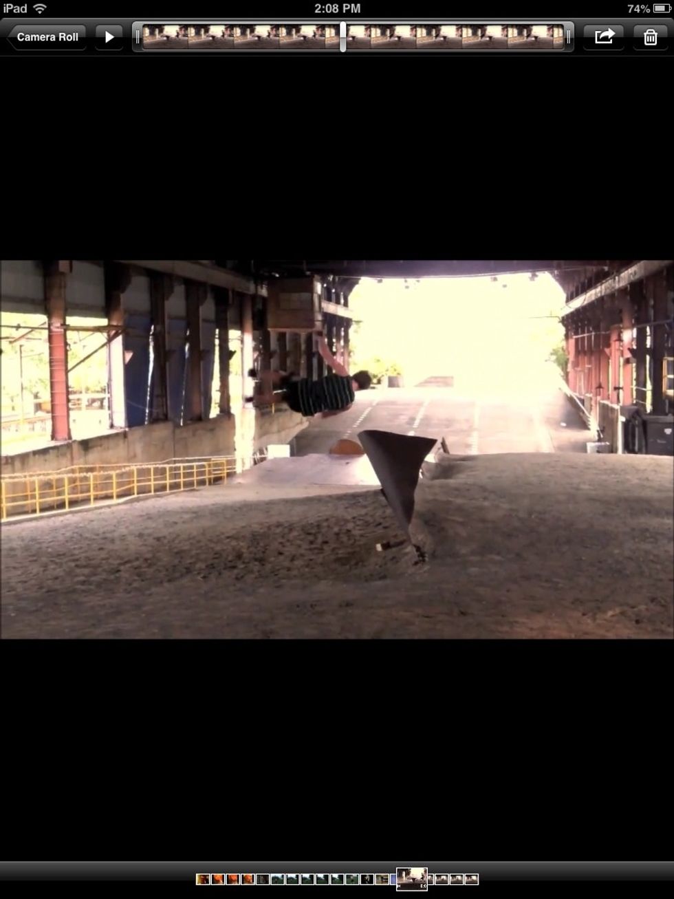 The landing part 1: be looking for the ground as you come around, and begin to open up, allowing your legs to reach out and prepare for landing.