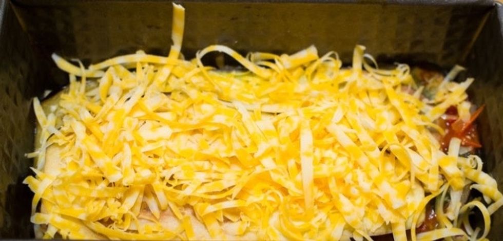 The last layer of the parmigiana should be cheese