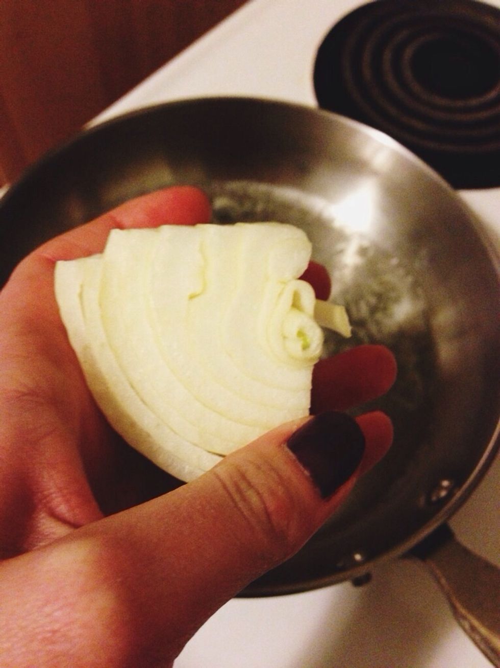 The last leftover bit of a large onion was put to good use. You don't need much!