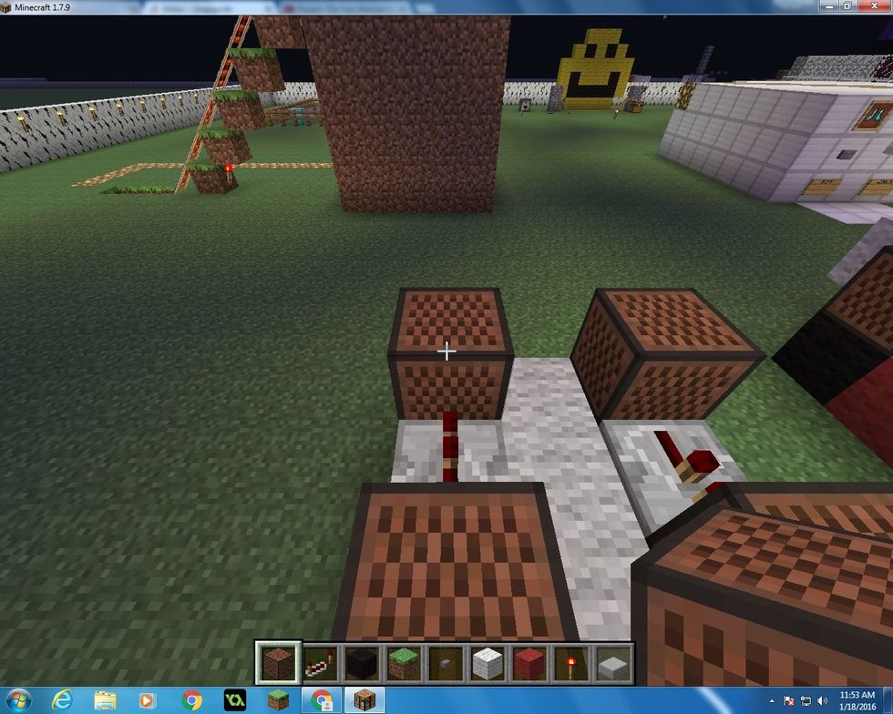 The last Note Block that you need to put down has to be right clicked 22 times.