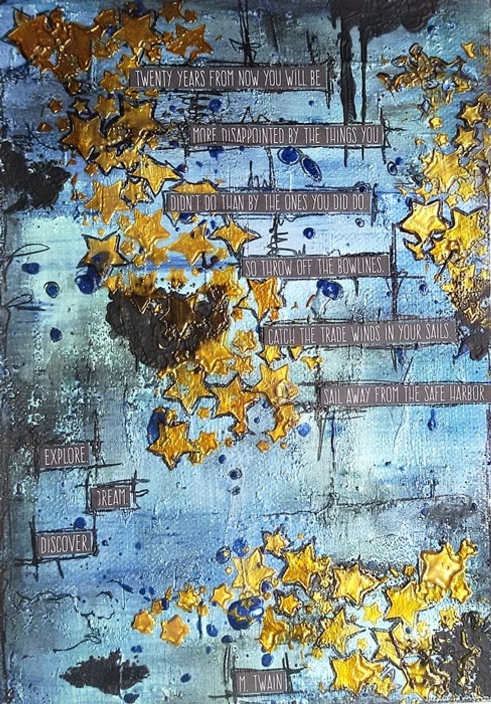 The last step is for adding text and some doodling with black pen. It's done. :)