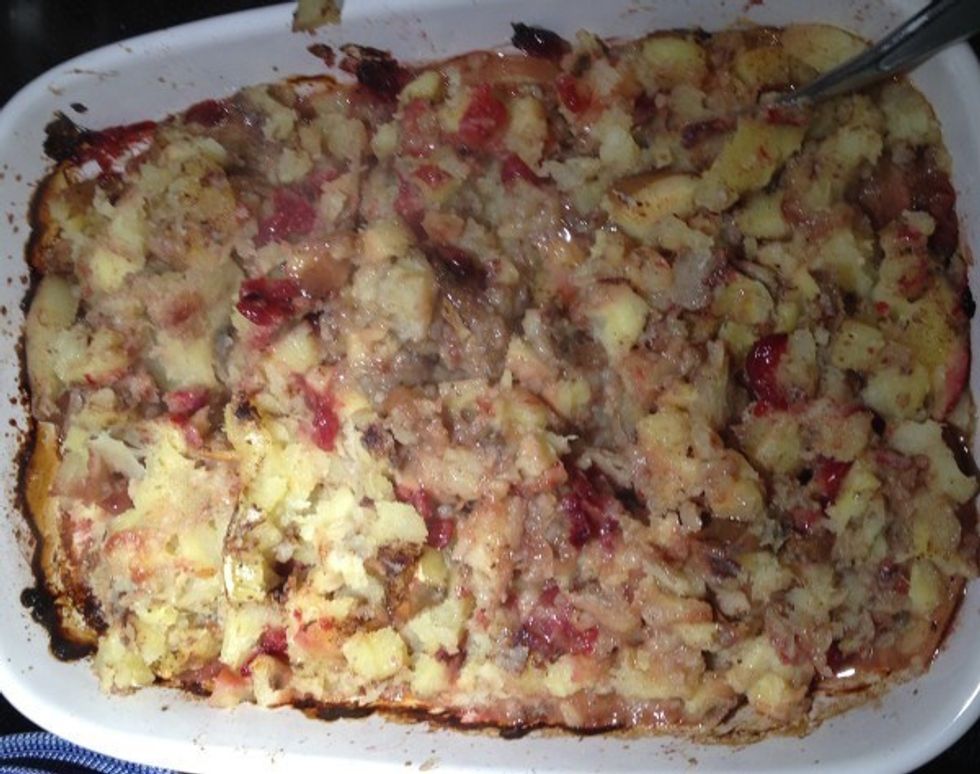 The last time I did this there was extra liquid left in the bottom so I used a fork to break up the potatoes so they would absorb the liquid.