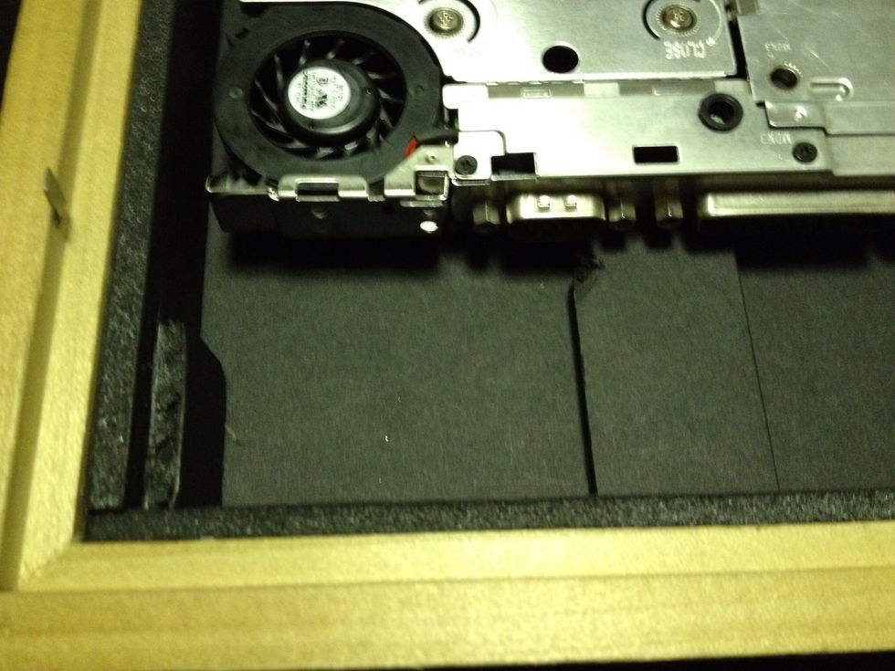 The LCD is kept in place with foam-core strips. Do not glue to frame as you may need to service later.