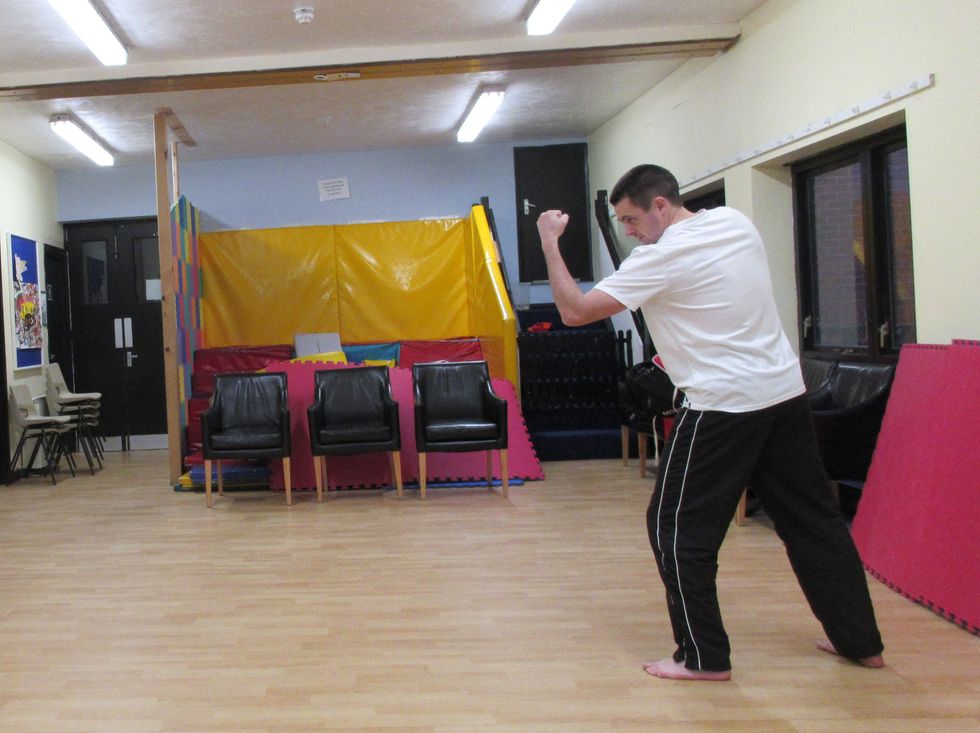 The lead hand uppercut can be hard to hit with power. I should keep the punch tight, opening out the body via the hips slightly to increase power. I can also drive through the front heel.