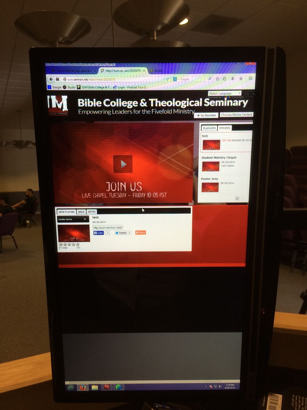 The live stream should be occurring real-time. Check the public page of sum.sermon.tv to make sure.