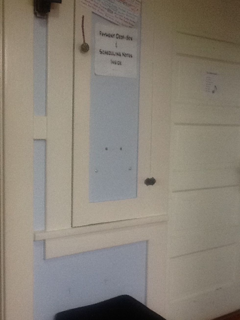 the lock box is in the middle floor office behind the cupboard.