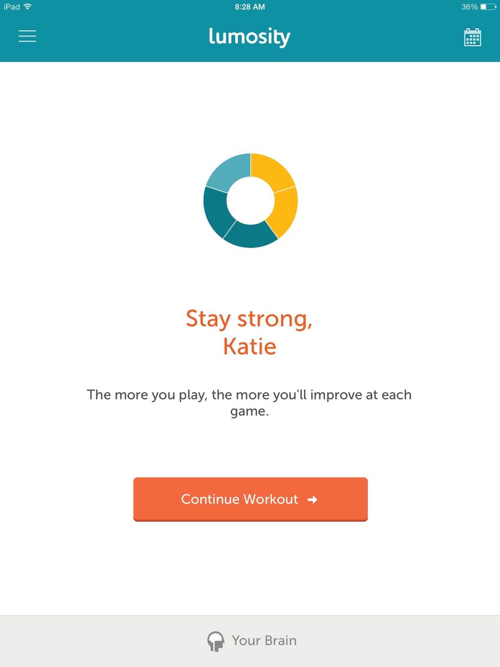 The Lumosity app even provides encouraging words to the client!