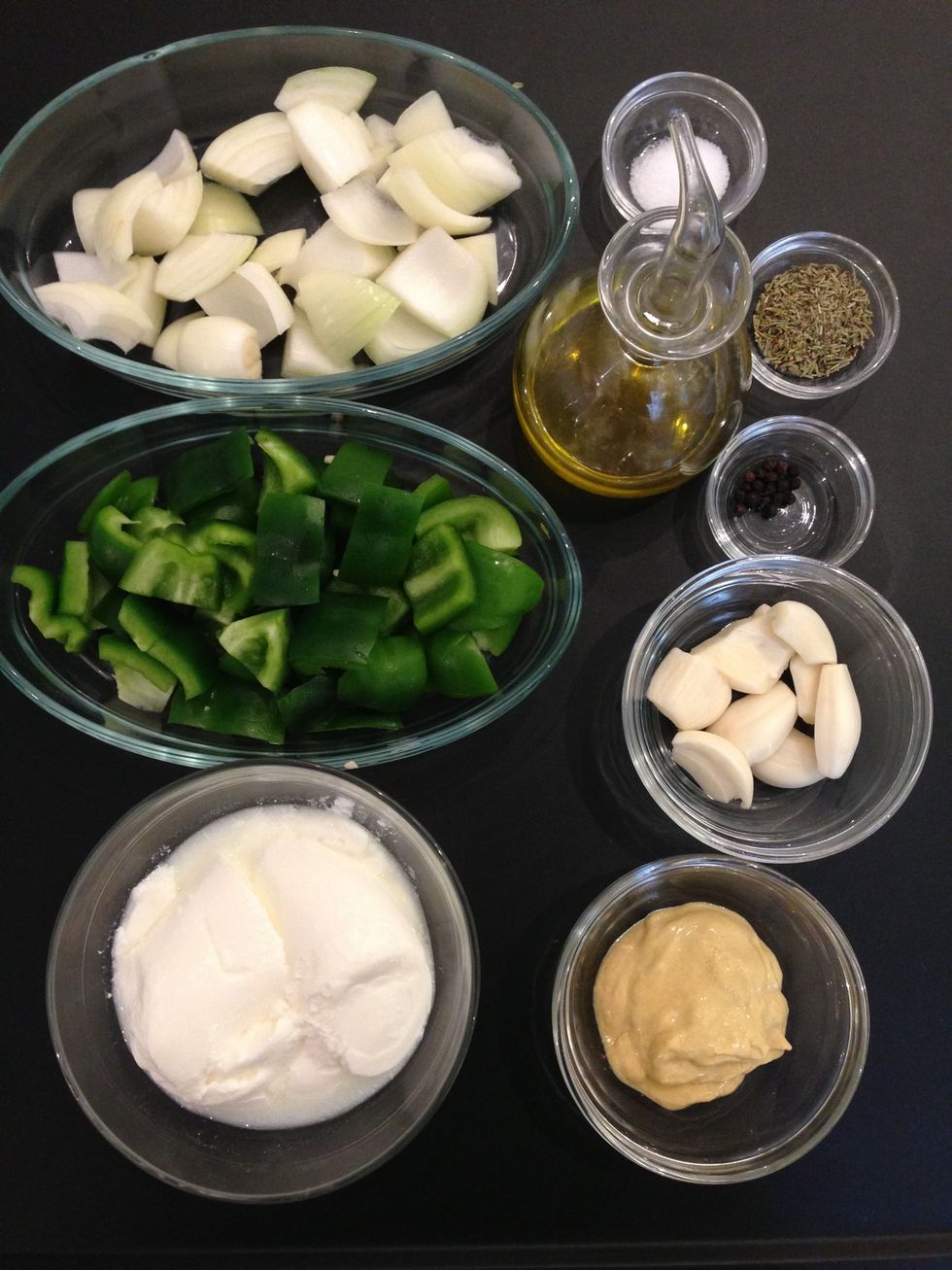 The main ingredients. You can add paprika and lemon juice optional