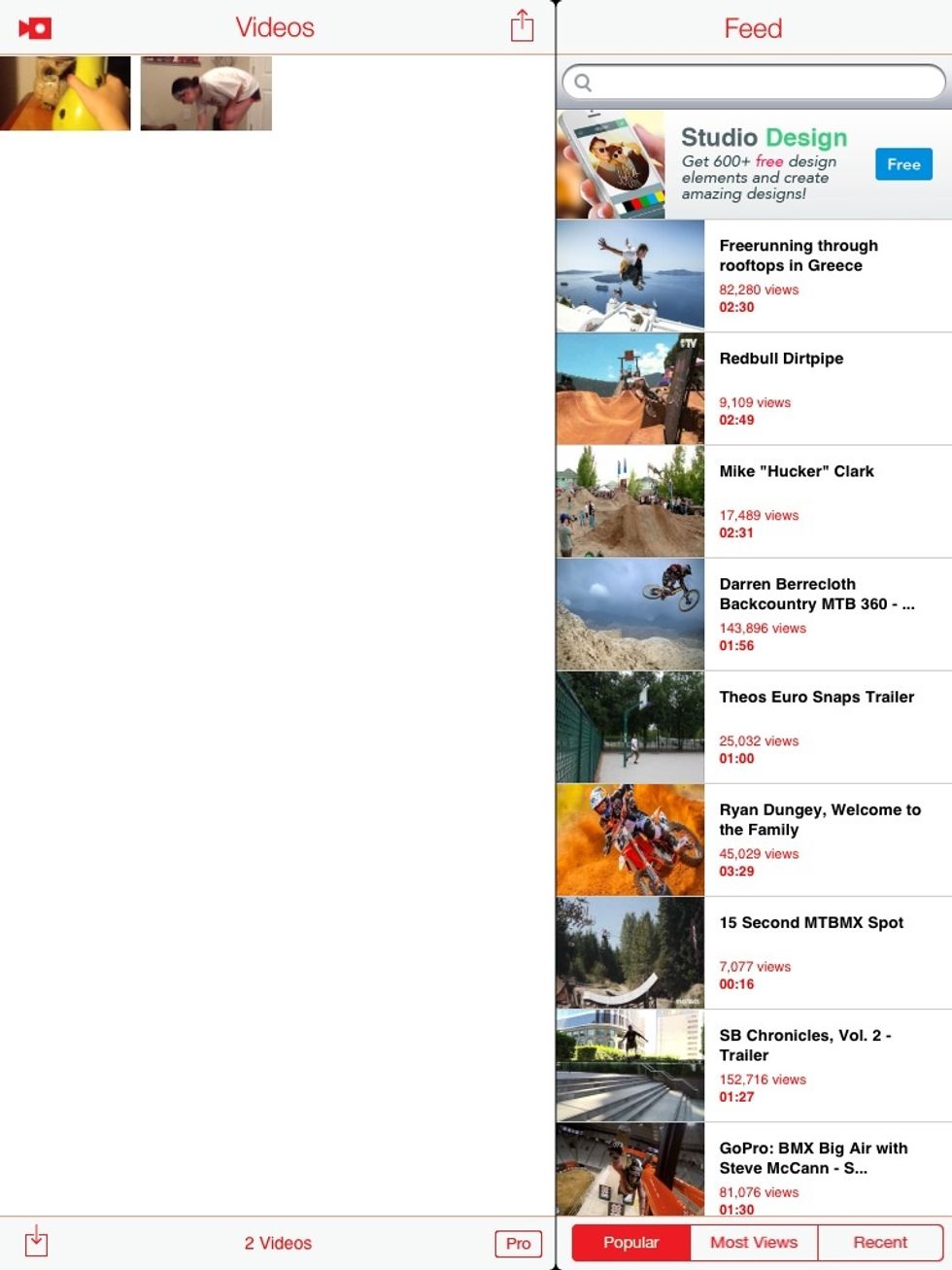 The main page shows all the videos that you've taken with the app. Select your desired video to view it.