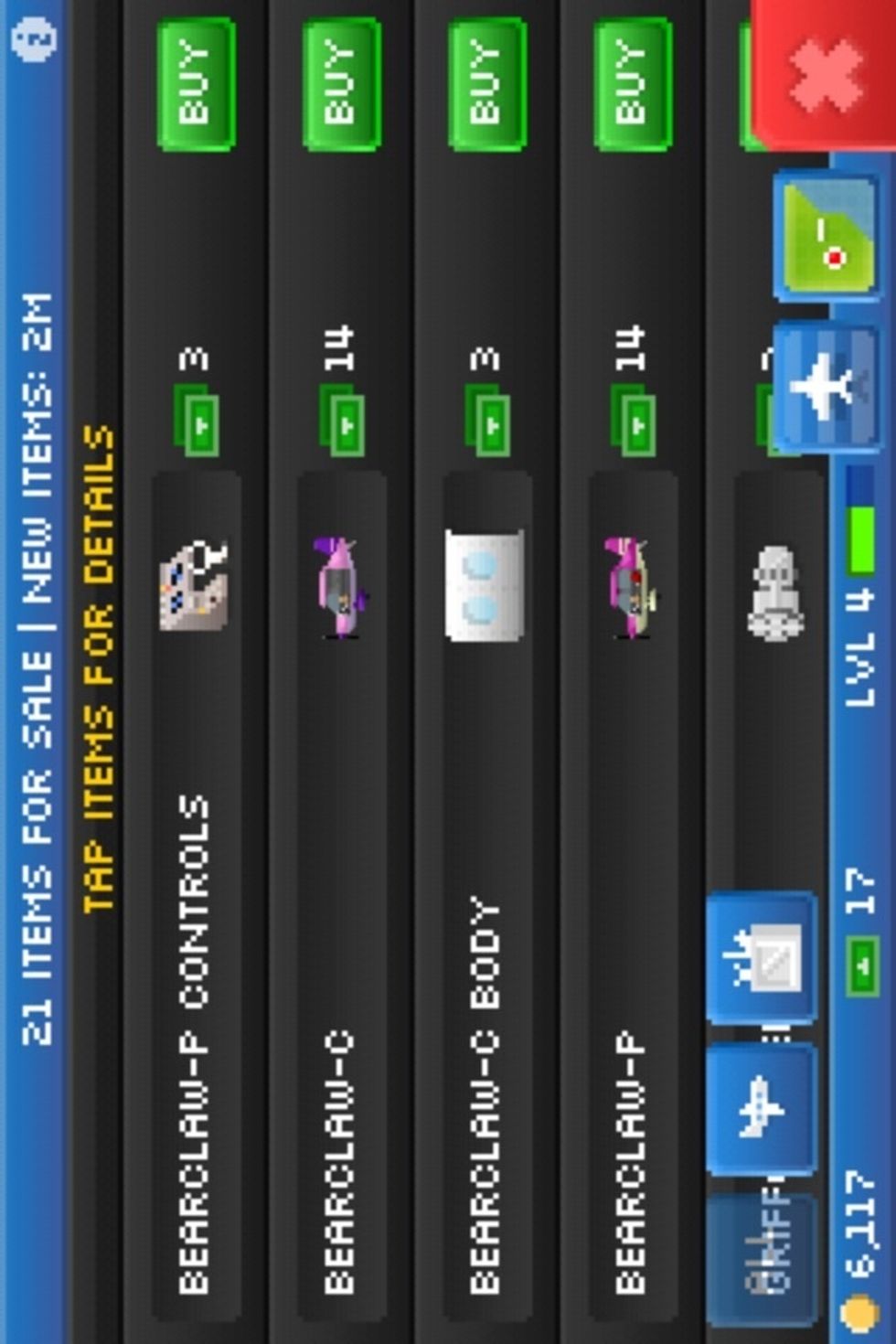 The market is where you can buy airplane parts or full airplanes. To buy a full airplane starts at 15 Bux. Buying all the parts and building a plane starts at 12 Bux.